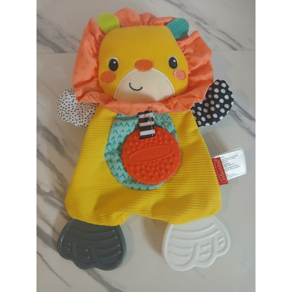 Infantino Lion 10” Teether / Security Blanket w/ Crinkle Sound